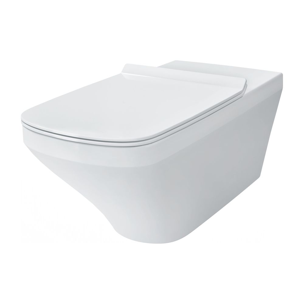 Siège de WC Duravit DuraStyle blanc brillant, 379x43x507 mm, sans fermeture automatique, charnières en acier inoxydable, prolongé