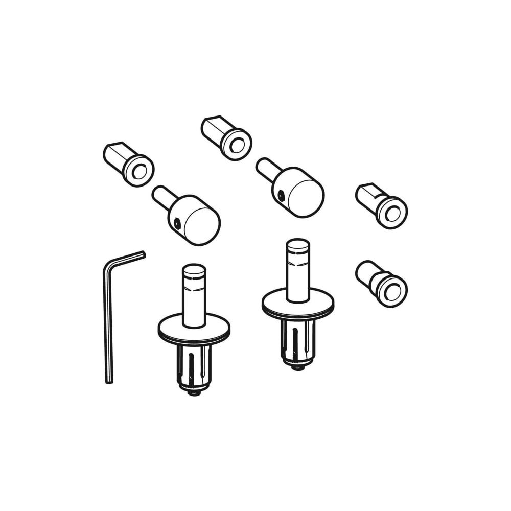 Kit de charnières Geberit pour siège de WC Flow, fixation par le haut, acier inoxydable