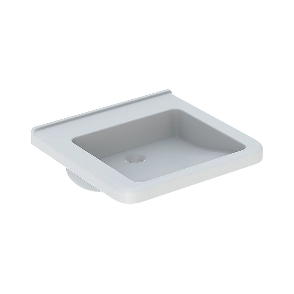 Lavabo Geberit Renova Comfort Square accessible, largeur 55 cm, profondeur 52,5 cm, sans trou de robinet, sans trop-plein, blanc/KeraTect