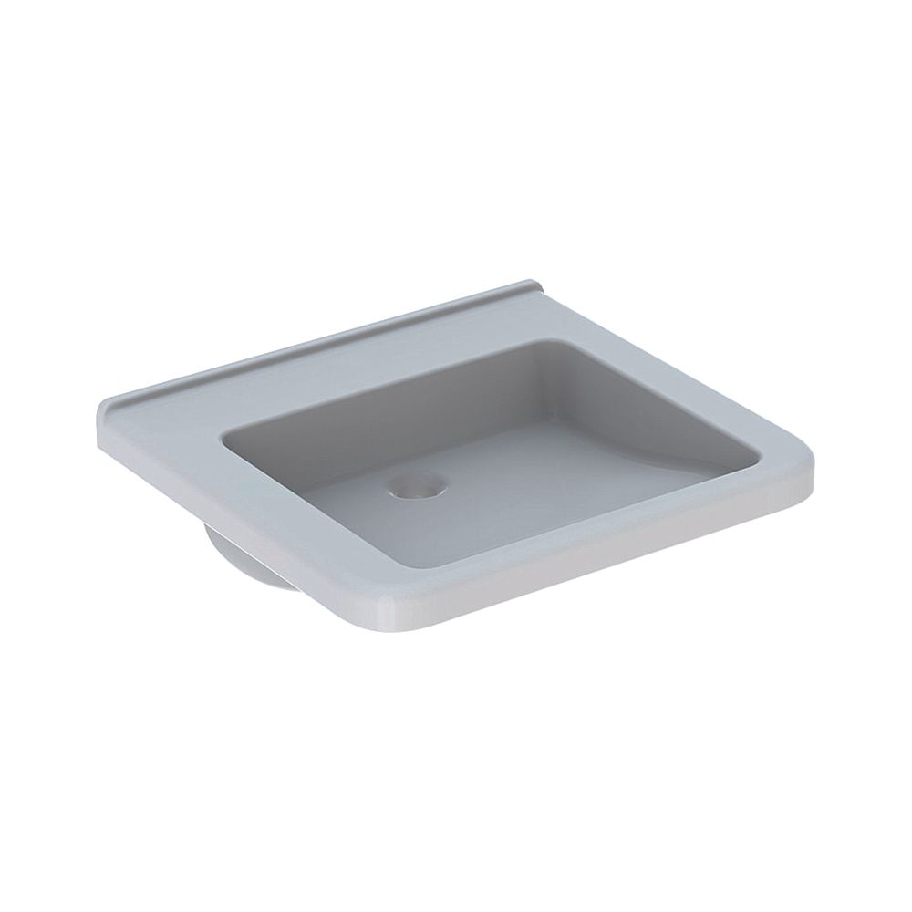 Lavabo Geberit Renova Comfort Square accessible, largeur 60cm, profondeur 55cm, sans trou de robinetterie, sans trop-plein, Blanc