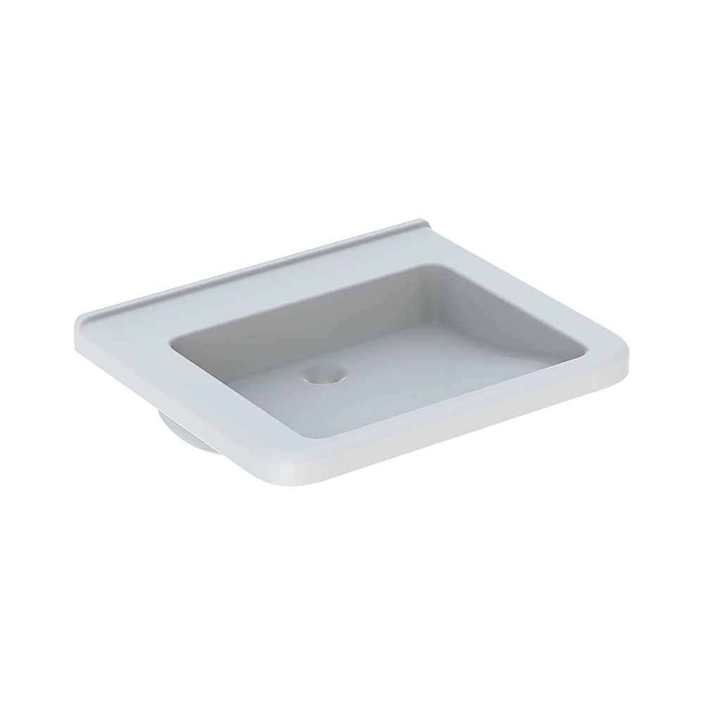 Lavabo Geberit Renova Comfort Square accessible, largeur 65 cm, profondeur 55 cm, sans trou de robinet, sans trop-plein, blanc