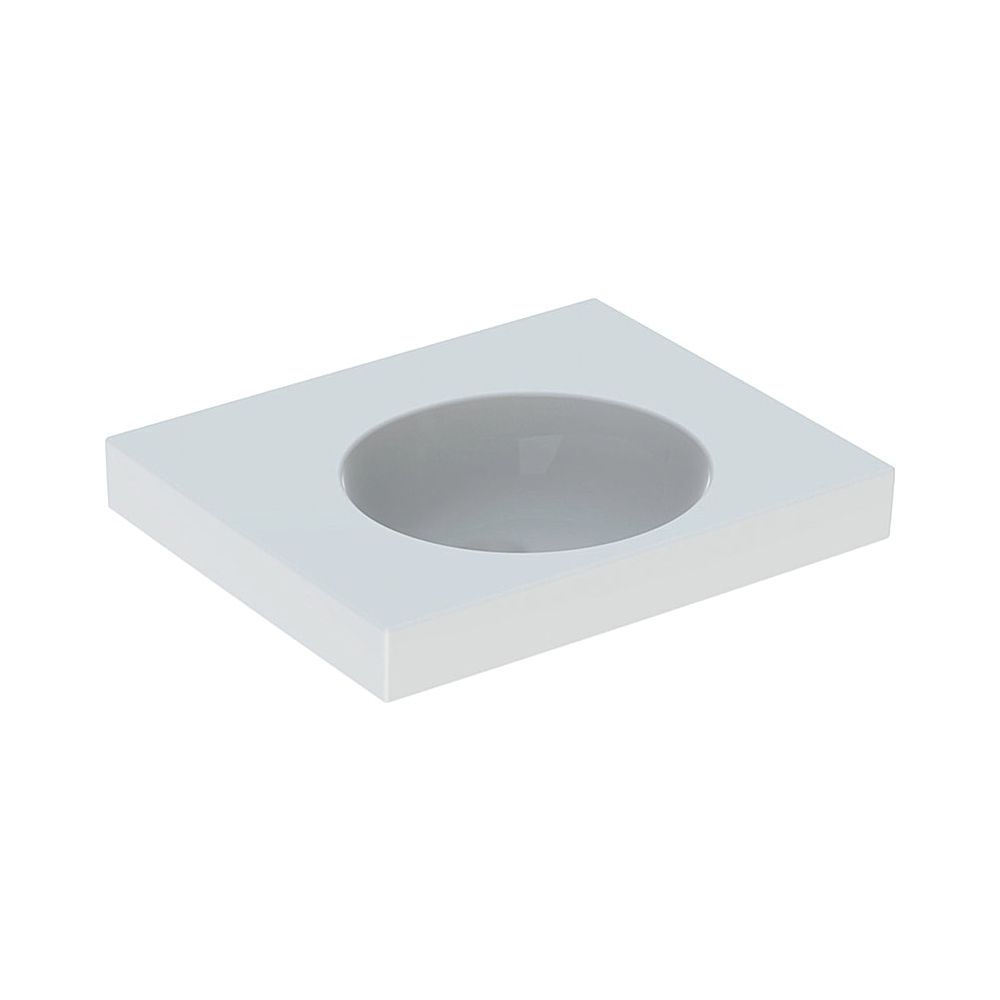 Lavabo Geberit Preciosa II avec surface de rangement, largeur 60 cm, profondeur 50 cm, sans trou de robinetterie, sans trop-plein, blanc/KeraTect