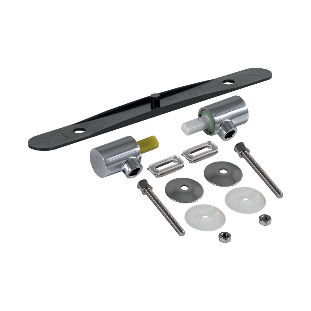 Kit de charnières pour siège WC Bambini de Geberit, avec fonction de soutien, fixation par le bas, fermeture automatique, chromé, 598016000