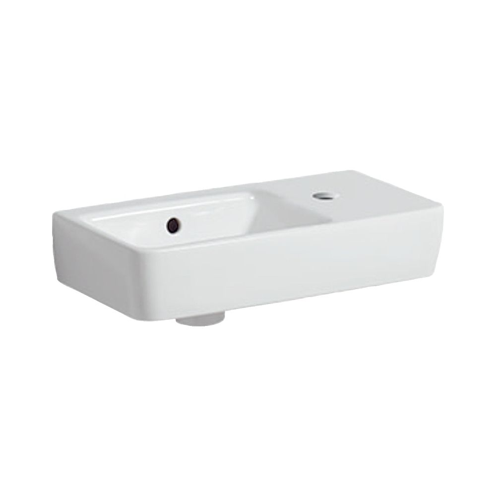 Lavabo Geberit Renova Compact avec plan de pose 50x15x25cm trou de robinetterie à droite trop-plein visible blanc/KeraTect