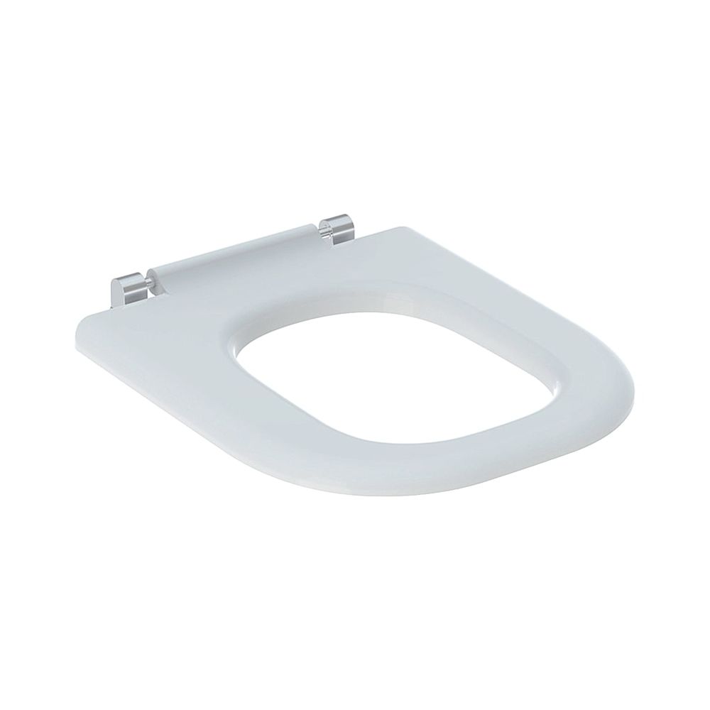 Bague d'abattant Geberit Renova Comfort WC, design angulaire accessible, fixation par le bas, sans abattant, fixation par le bas, blanc