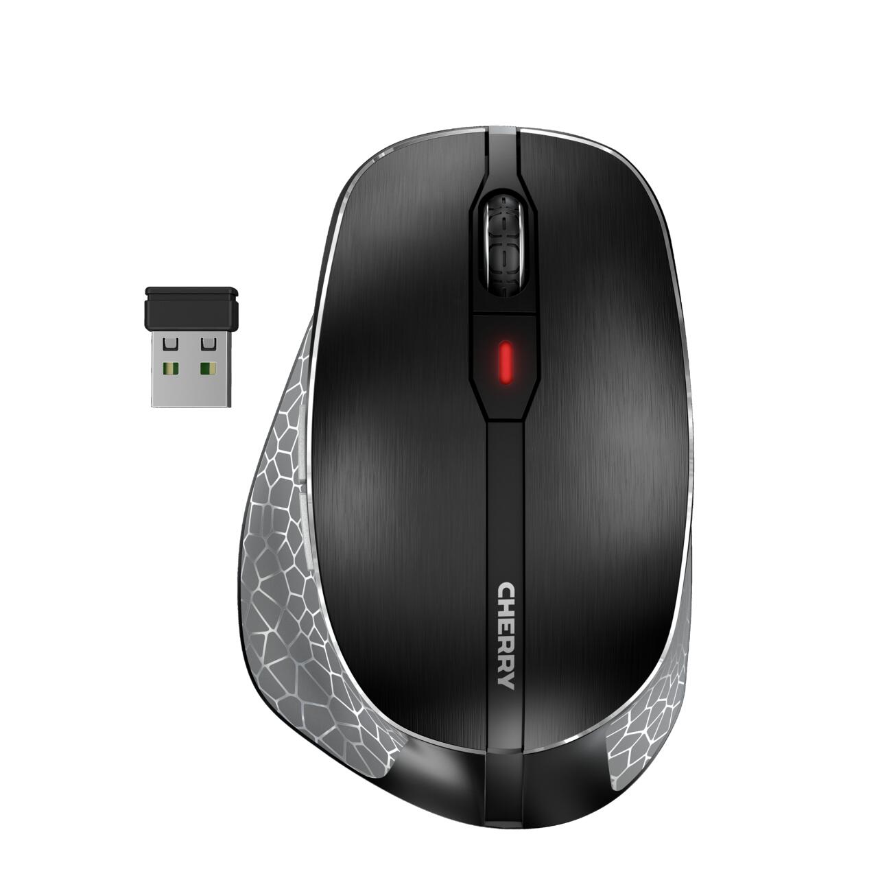Souris sans fil CHERRY MW 8C Ergo - noire 3000 DPI, optique, 6 touches, 2,4 GHz, Bluetooth, USB-A