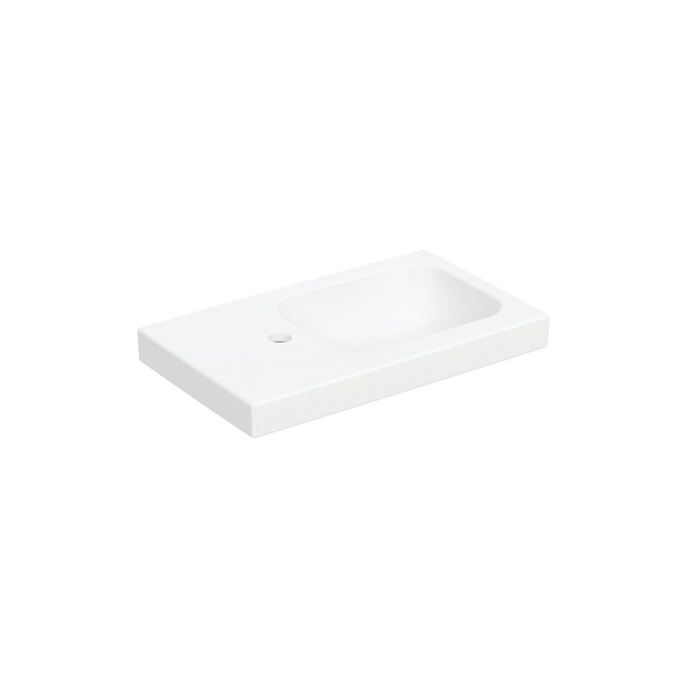 Lavabo Geberit iCon Light avec plan de toilette 53x13x31 cm blanc mat trou de robinetterie à gauche sans trop-plein plan de toilette à gauche