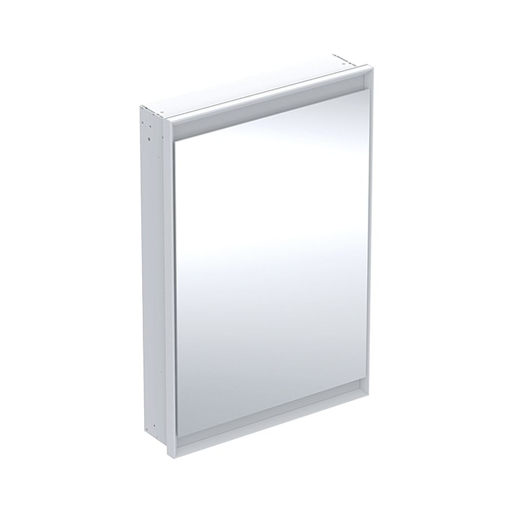 Armoire de toilette Geberit ONE avec ComfortLight, 1 porte, montage encastré, hauteur 90 cm x largeur 60 cm, blanc/aluminium revêtu par poudre