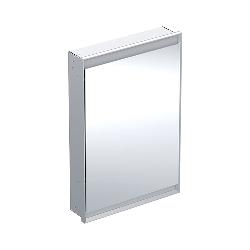 Geberit ONE meuble miroir avec ComfortLight, 1 porte à gauche, montage encastré, H 90 cm L 60 cm, aluminium anodisé