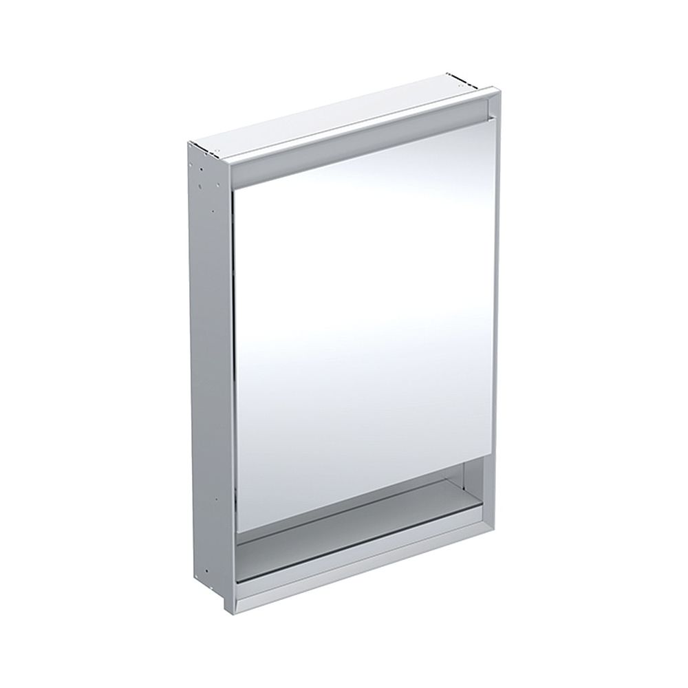 Armoire de toilette Geberit ONE avec niche et ComfortLight, 1 porte à gauche, montage encastré, H 90 cm L 60 cm, aluminium anodisé