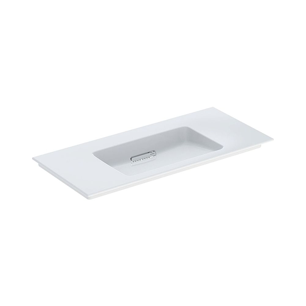 Lavabo Geberit ONE avec évacuation horizontale, L 105 cm P 48 cm sans trou de robinet, sans trop-plein, Blanc/KeraTect, blanc brillant