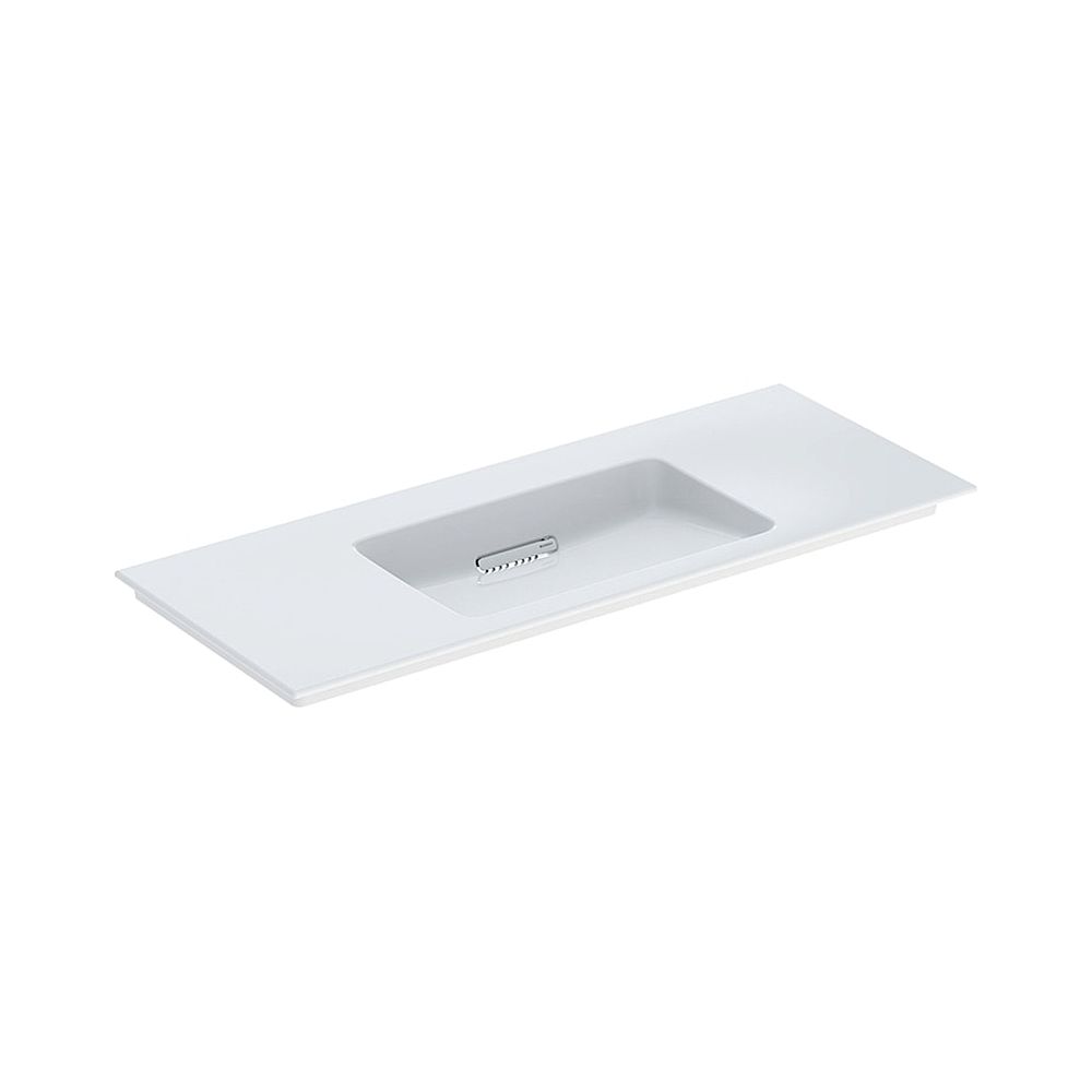 Geberit ONE vasque meuble sortie horizontale, L 120 cm, P 48 cm, sans trou de robinet, sans trop-plein, Blanc/KeraTect, blanc brillant