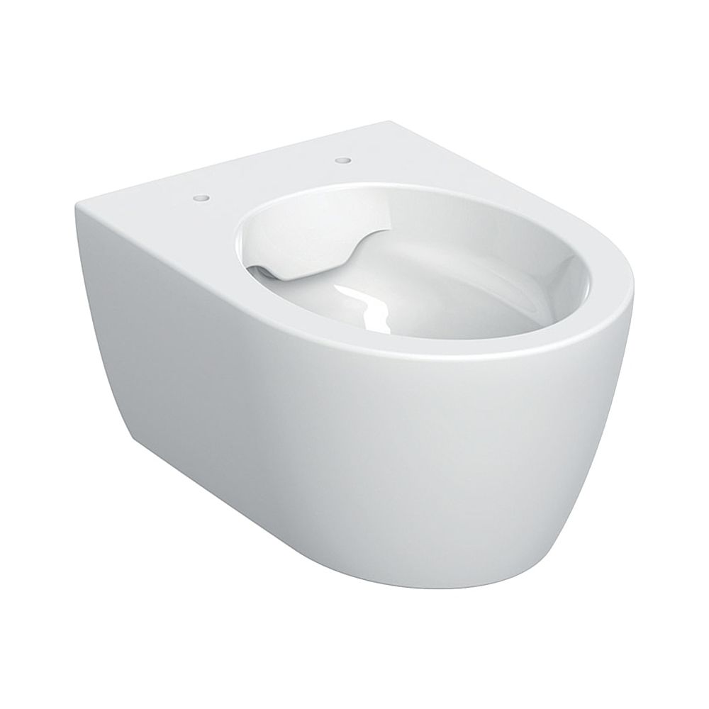 WC suspendu Geberit iCon, cuvette à chasse profonde, sortie raccourcie 49 cm, forme fermée, Rimfree, blanc