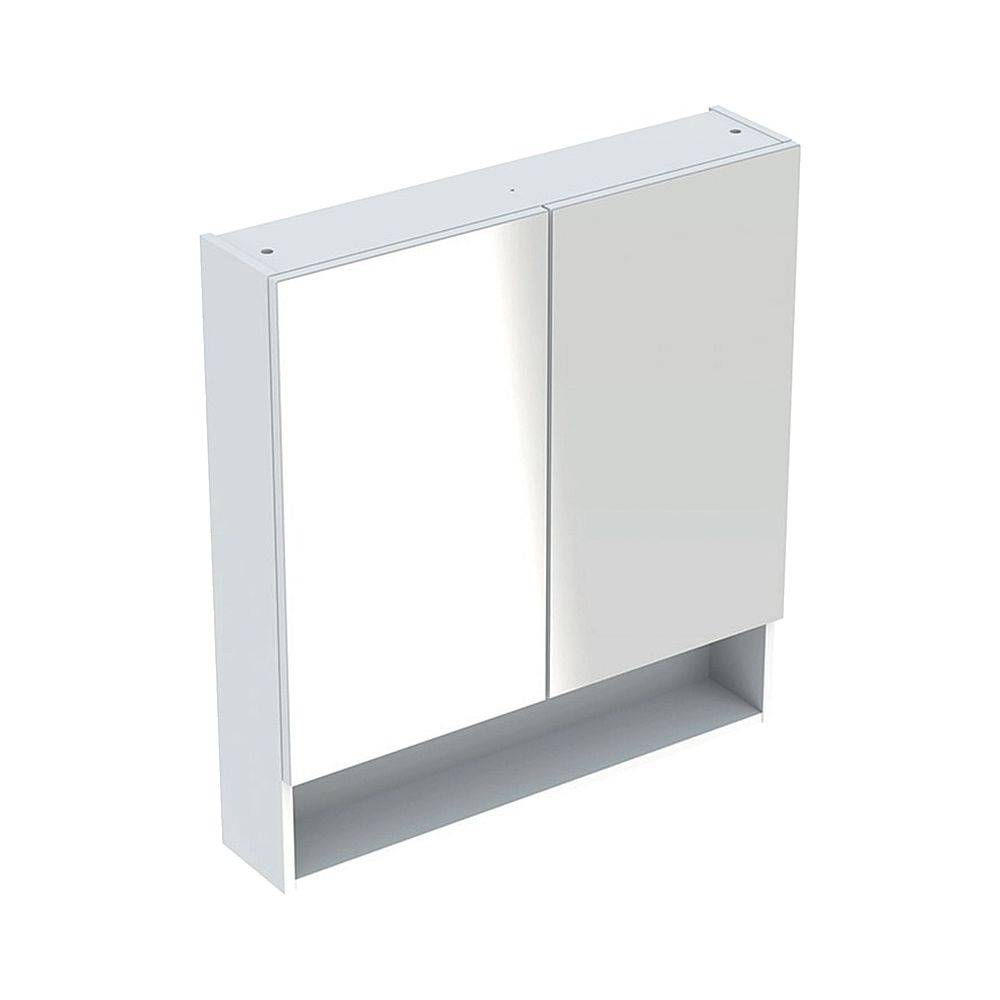Geberit Renova Plan Armoire miroir à 2 portes, 78,8 x 85 x 17,5 cm, blanc laqué brillant