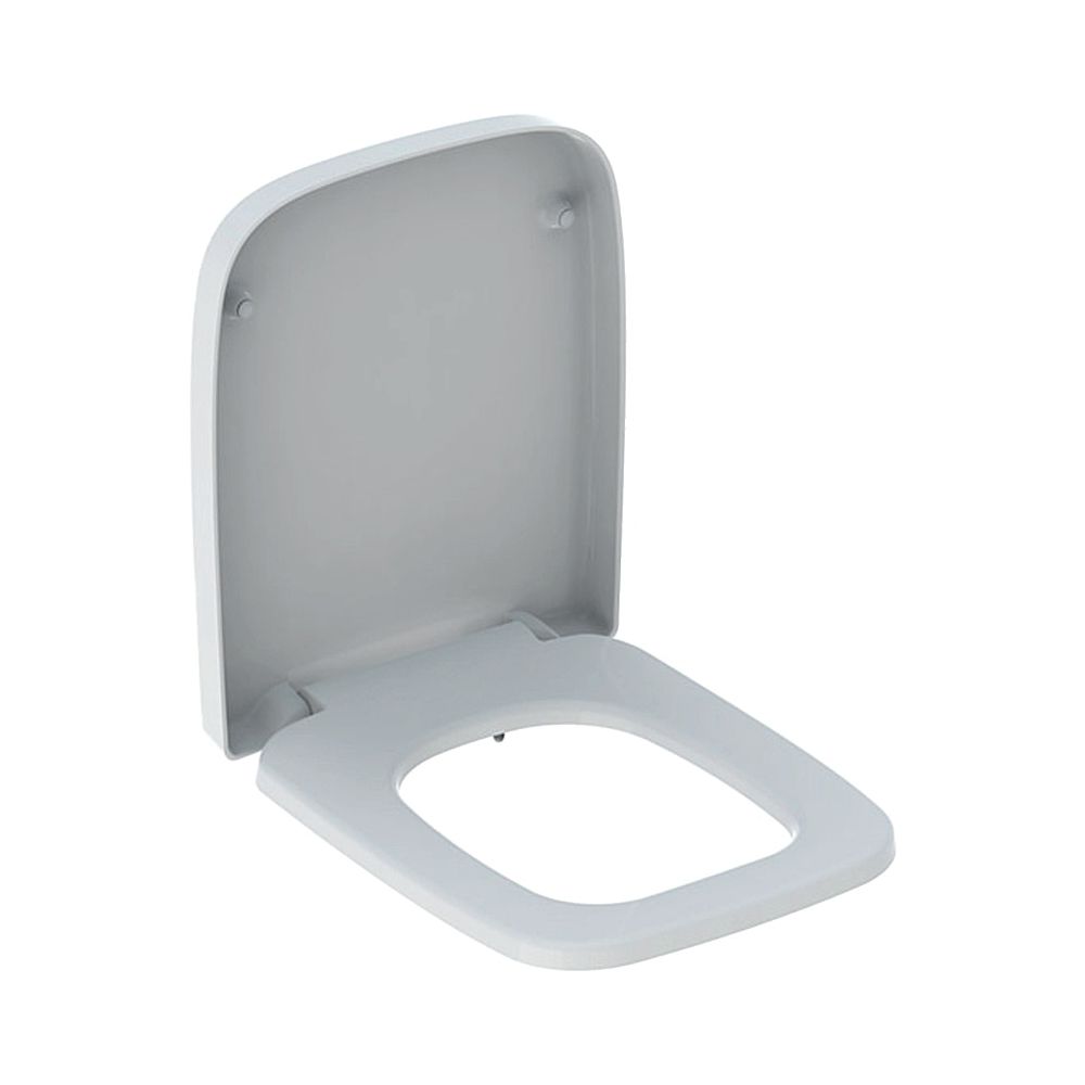 Siège WC Geberit Renova Plan, design anguleux, fixation par le haut, fermeture automatique, Quick-Release, fixation par le haut, blanc brillant