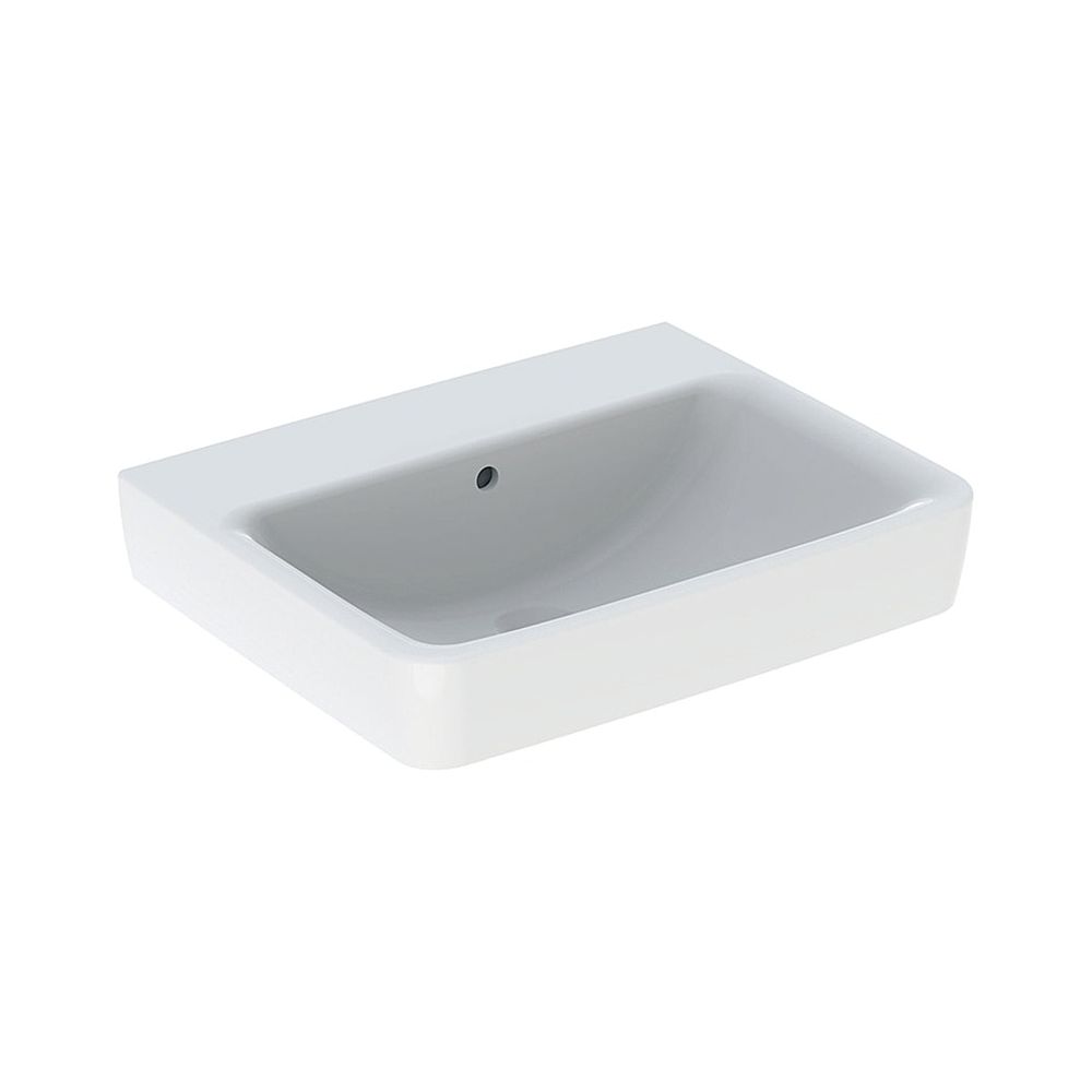Geberit Renova Plan Lavabo, largeur 55 cm, profondeur 44 cm, sans trou de robinet, trop-plein visible, blanc/KeraTect