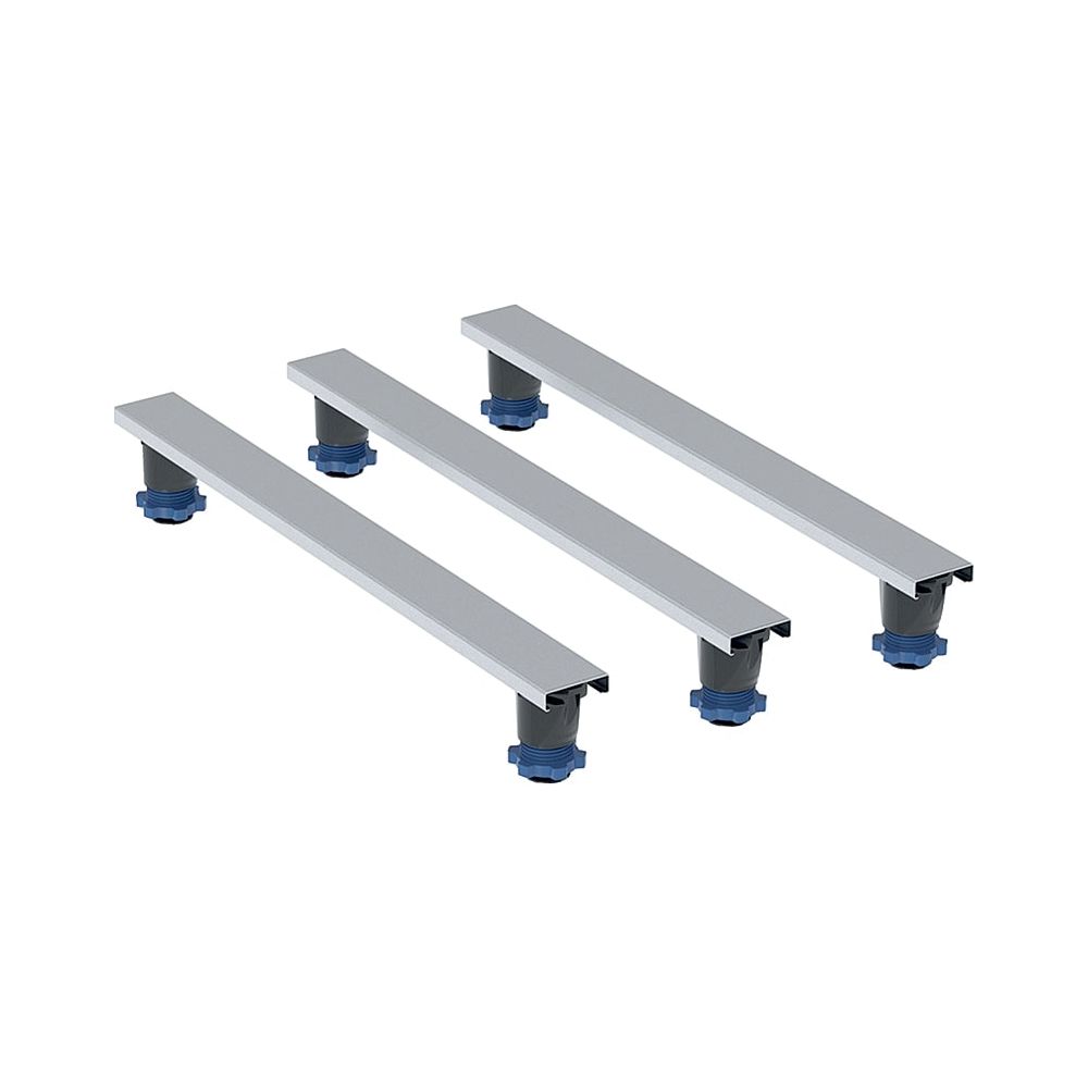 Kit pieds et 3 traverses Geberit pour receveurs de douche en résine de pierre, jusqu'à 140 cm 110x9,2-21 cm