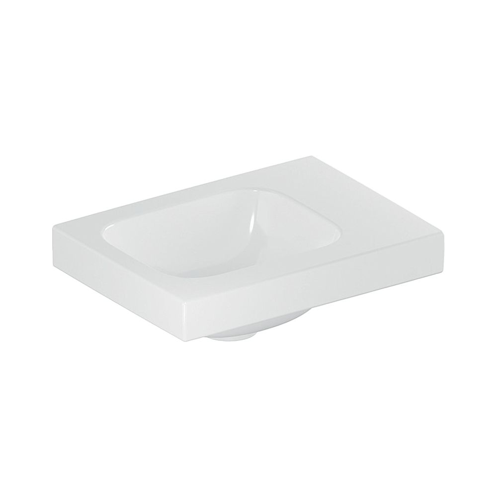 Lavabo Geberit iCon Light 38x13x28 cm, Blanc, KeraTect, sans trou de robinet, sans trop-plein, plan de pose à droite