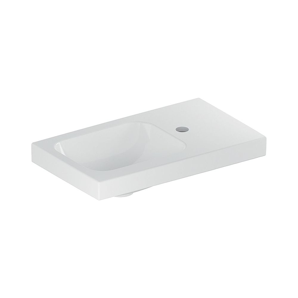 Lavabo Geberit iCon Light avec plan de toilette 53x13x31 cm Blanc/KeraTect HL à droite sans trop-plein plan de toilette à droite