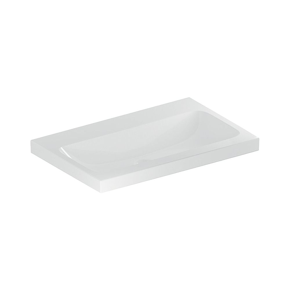 Lavabo Geberit iCon Light, largeur 75 cm, profondeur 48 cm, sans trou de robinetterie, sans trop-plein, blanc