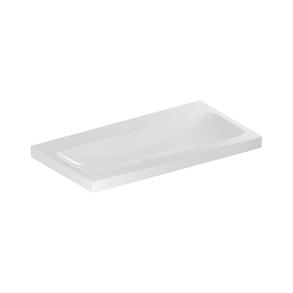 Lavabo Geberit iCon Light, largeur 90 cm, profondeur 48 cm, sans trou de robinet, sans trop-plein, Blanc/KeraTect, inox