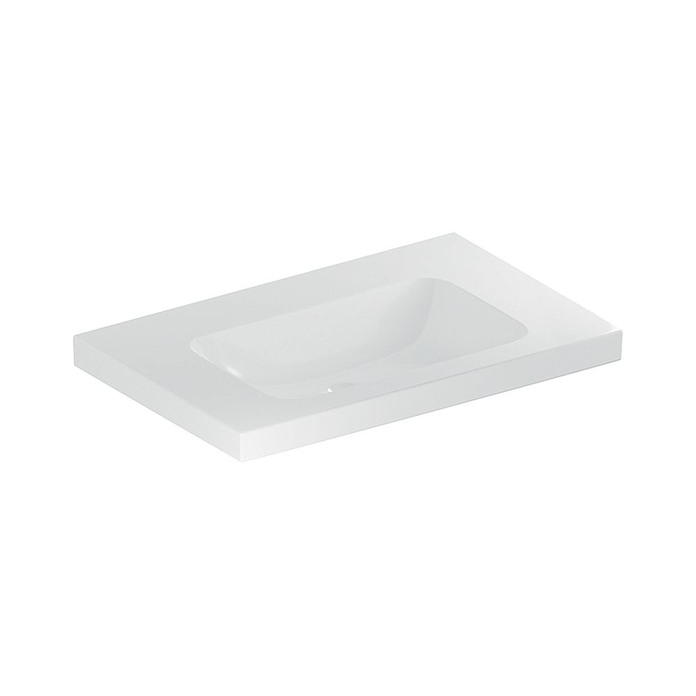 Geberit iCon Light lavabo mural avec surface de pose largeur 75 cm profondeur 48 cm sans trou de robinet sans trop-plein blanc