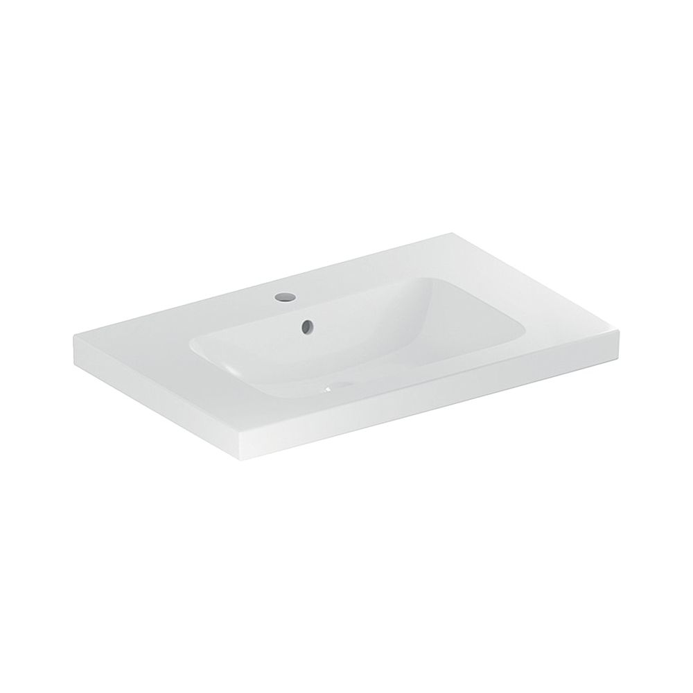 Lavabo Geberit iCon Light avec plan de toilette, largeur 90 cm, profondeur 48 cm, perçage central, trop-plein visible, Blanc/KeraTect