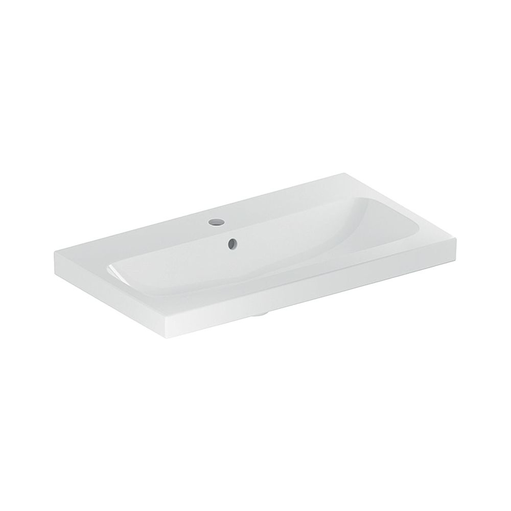 Geberit iCon Light lavabo à encastrer, largeur 75 cm, profondeur 42 cm, trou de robinet central, trop-plein visible, blanc