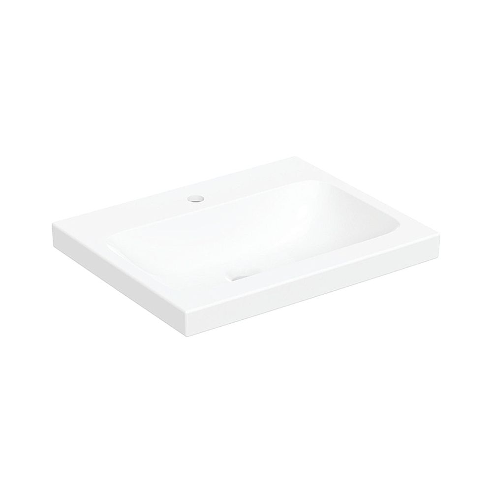 Geberit iCon Light lavabo à poser, largeur 60 cm, profondeur 48 cm, trou de robinet central, sans trop-plein, blanc/KeraTect