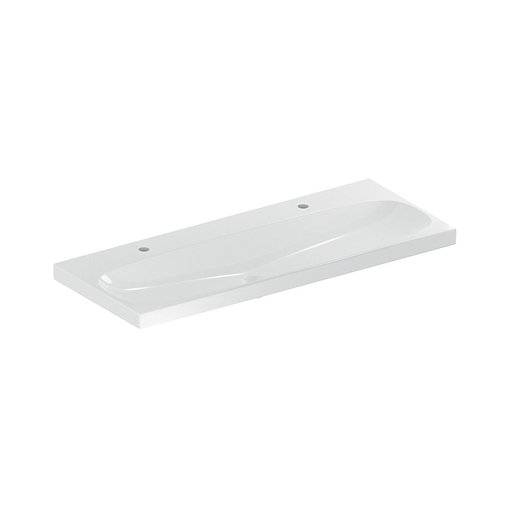 Lavabo Geberit Acanto, largeur 120 cm, profondeur 48,2 cm, trou de robinet gauche/droite, sans trop-plein, blanc
