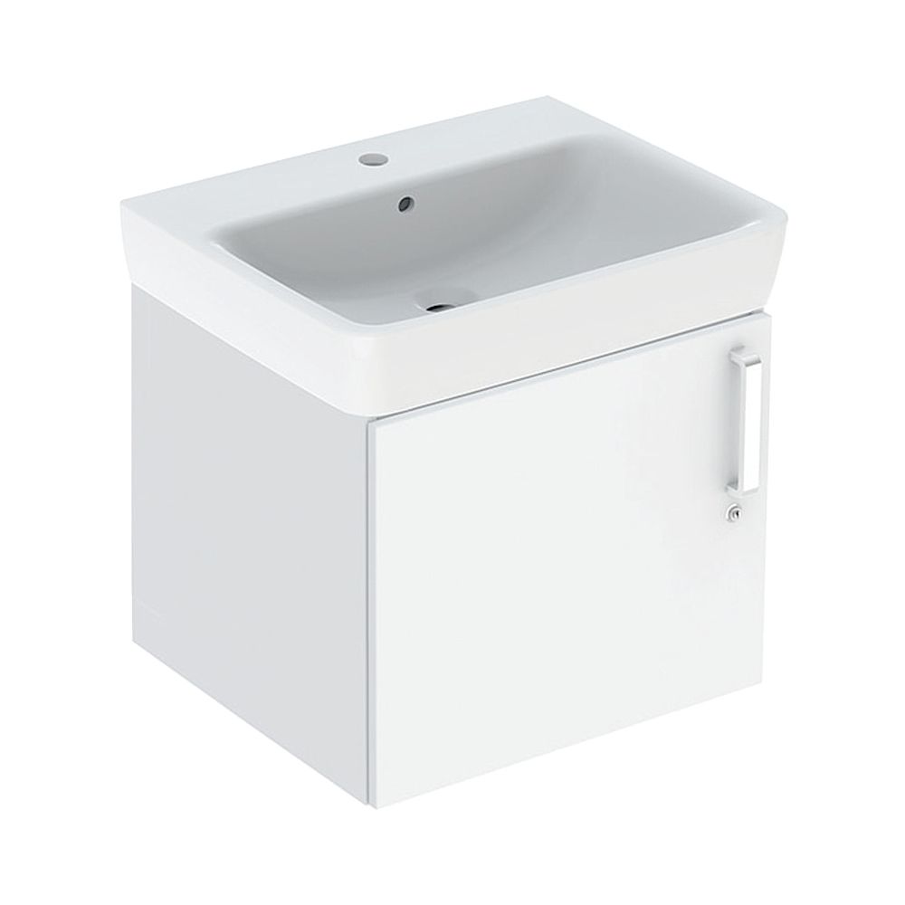 Geberit Bambini Set lavabo avec meuble sous-vasque, 59,5x56,3x48,3 cm, trou de robinet central, trop-plein visible, blanc mélaminé