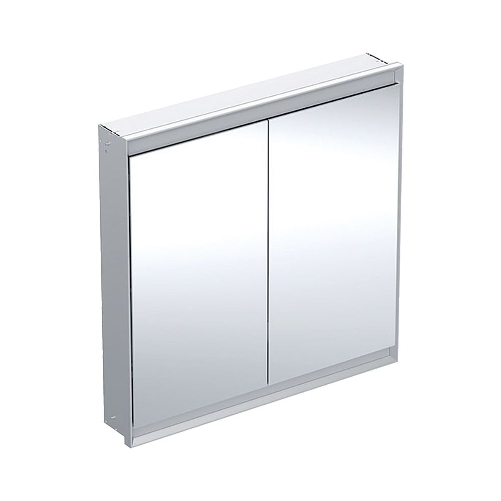 Armoire de toilette Geberit ONE avec ComfortLight, 2 portes, montage encastré, H 90 cm L 90 cm, aluminium anodisé