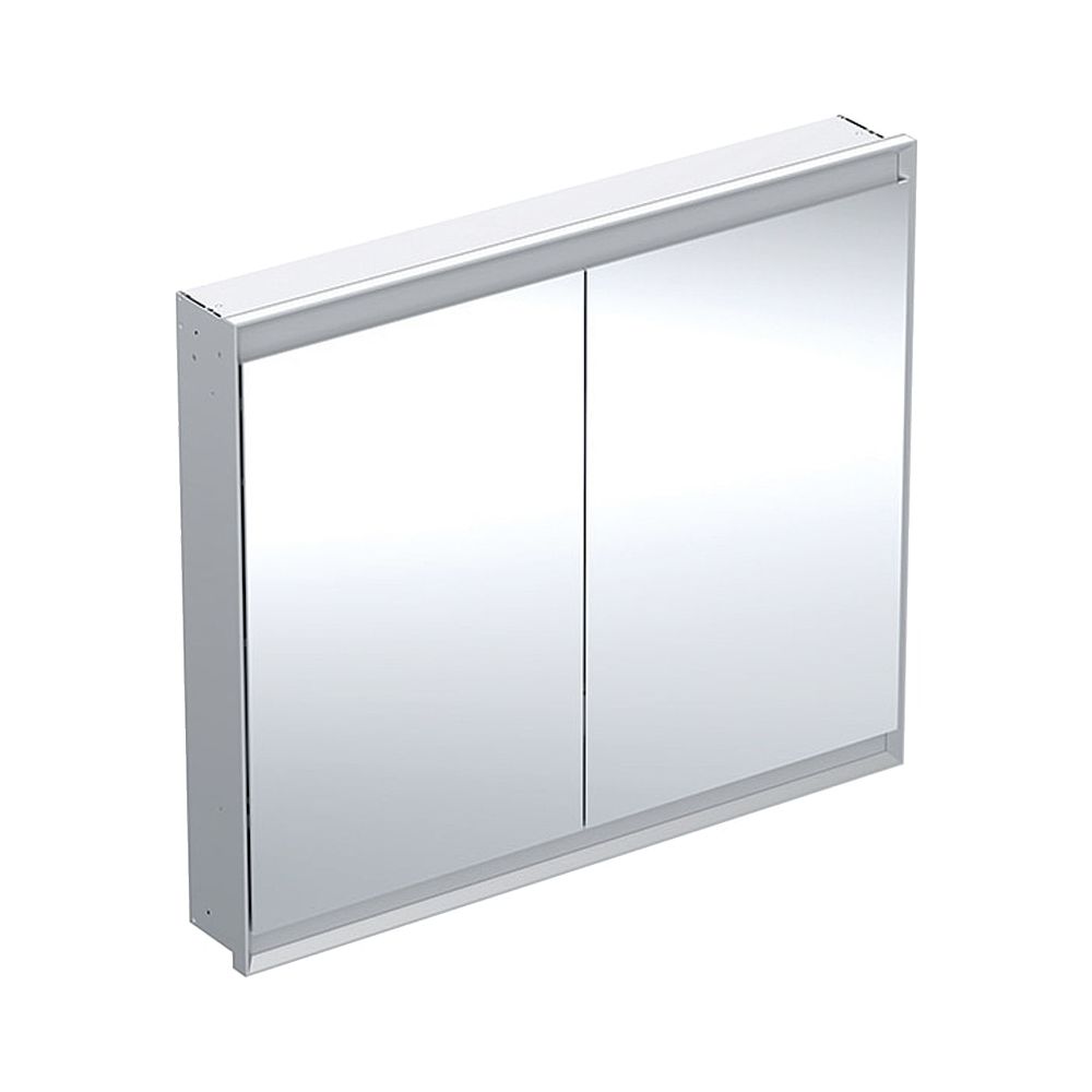 Armoire de toilette Geberit ONE avec ComfortLight, 2 portes, montage encastré, H 90 cm L 105 cm, aluminium anodisé