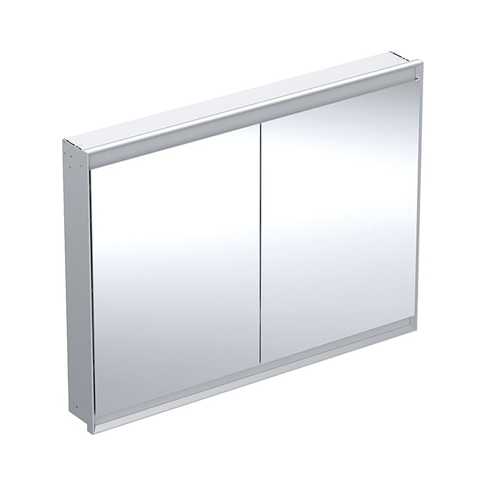 Armoire de toilette Geberit ONE avec ComfortLight, 2 portes, montage encastré, H 90 cm L 120 cm, Aluminium anodisé