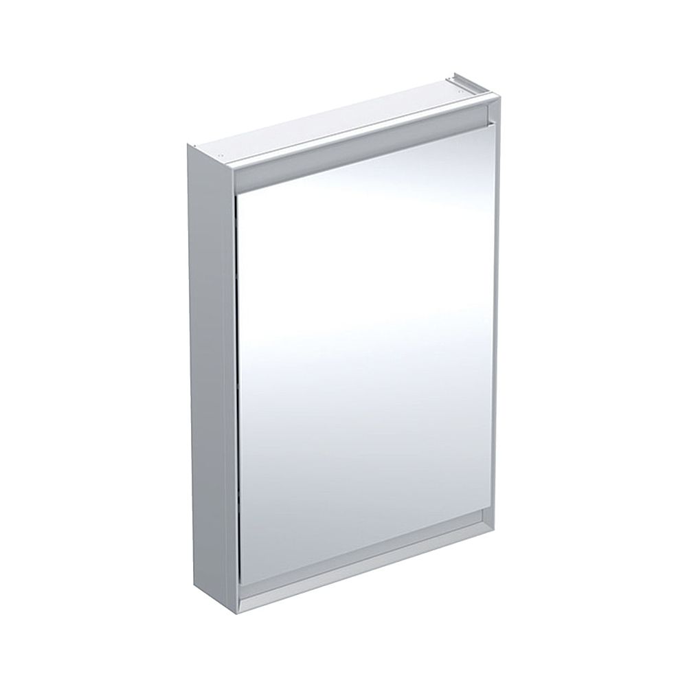 Armoire de toilette Geberit ONE avec ComfortLight, 1 porte, montage apparent, hauteur 90 cm x largeur 60 cm, aluminium anodisé, ouverture de porte à droite