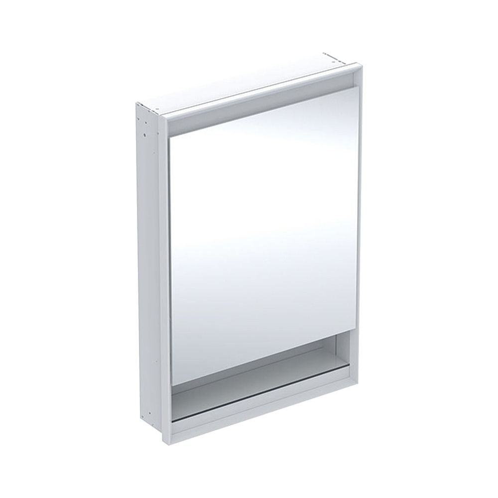 Armoire de toilette Geberit ONE avec niche et ComfortLight, 1 porte à droite, montage encastré, H 90 cm L 60 cm, blanc/aluminium revêtement poudre