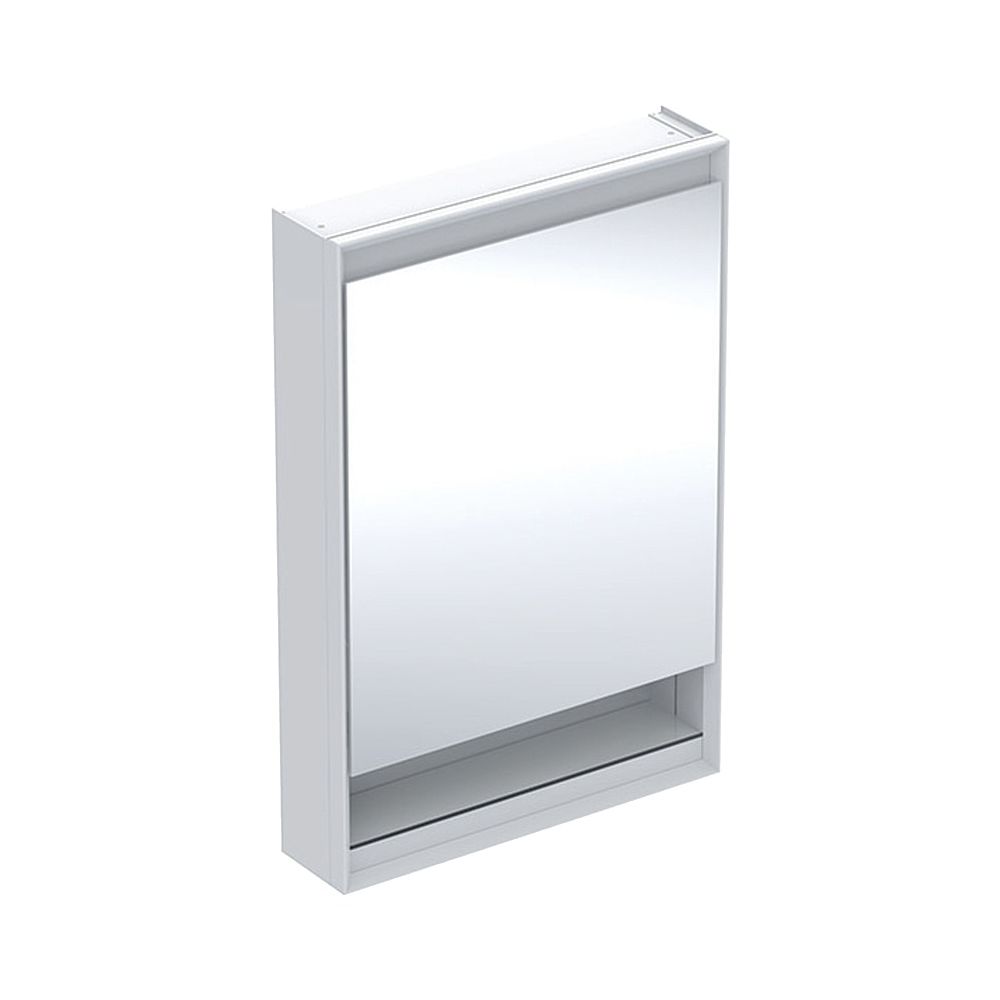 Armoire miroir Geberit ONE avec niche et ComfortLight, 1 porte à droite, montage apparent, hauteur 90 cm L 60 cm, blanc/aluminium revêtu par poudre