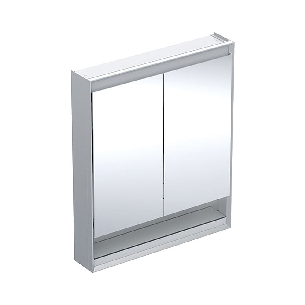 Miroir-penderie Geberit ONE avec niche et ComfortLight, 2 portes, montage apparent, H 90 cm L 75 cm, aluminium anodisé