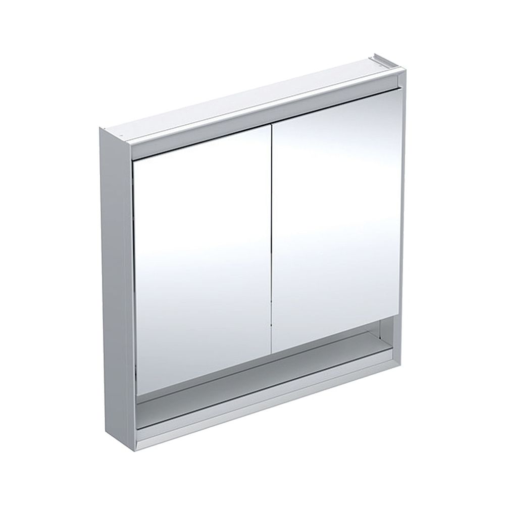 Armoire de toilette Geberit ONE avec niche et ComfortLight, 2 portes, montage apparent, H 90 cm L 90 cm, Aluminium anodisé