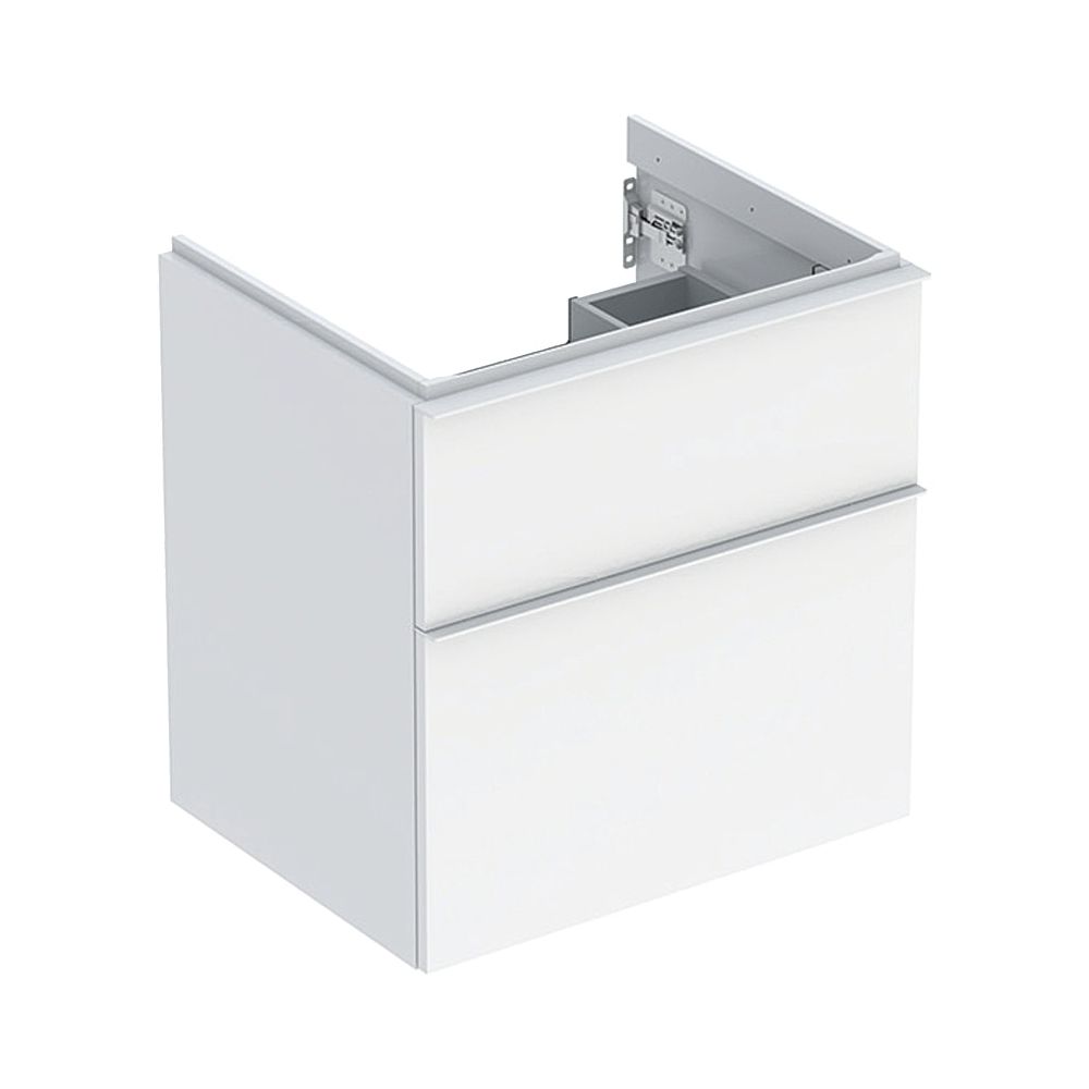 Geberit iCon meuble sous vasque à 2 tiroirs, vasque 60 cm, blanc laqué brillant/poudre mat