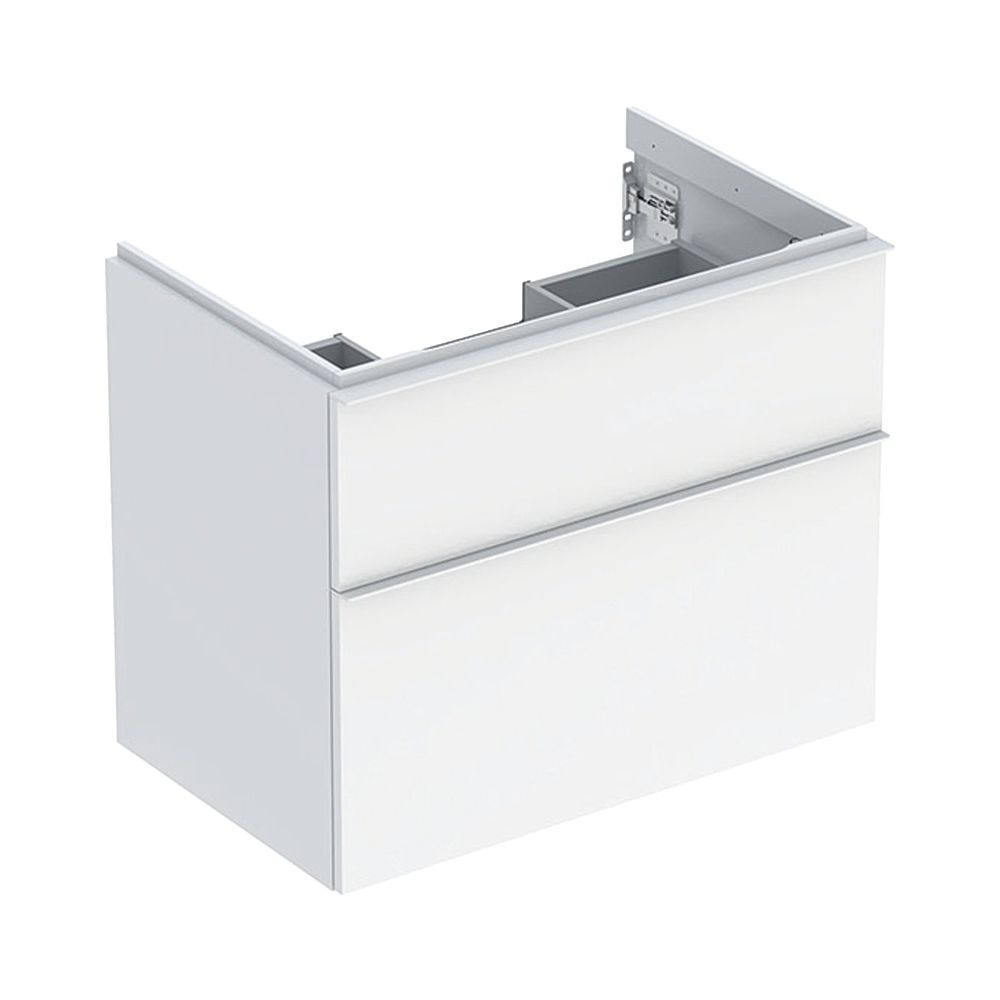 Geberit iCon meuble sous vasque pour lavabo, 2 tiroirs lavabo 75 cm, blanc laqué brillant / pulvérisé mat