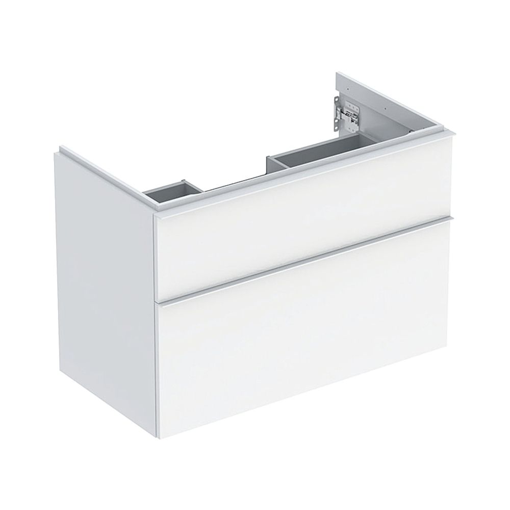 Geberit iCon Meuble sous vasque 2 tiroirs vasque 90 cm, blanc laqué brillant/revêtement poudre mat