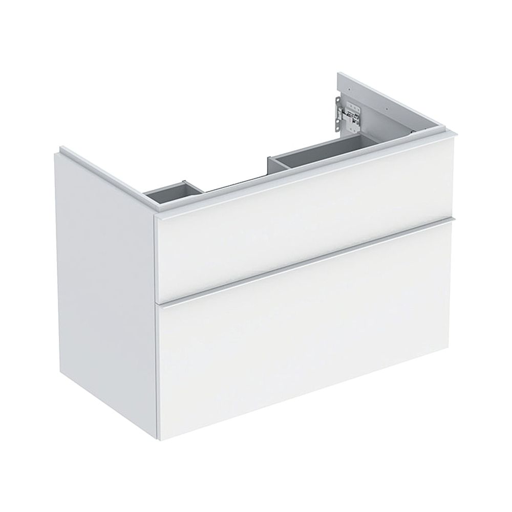 Geberit iCon Meuble sous vasque, 2 tiroirs, vasque 90 cm, laqué blanc mat/blanc, revêtement poudre mat