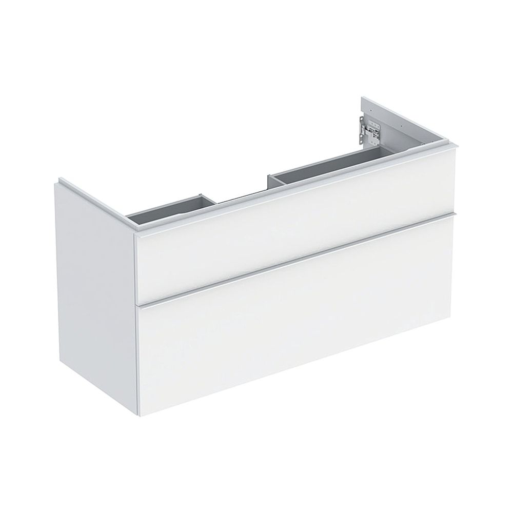 Geberit iCon Meuble sous vasque pour lavabo, 2 tiroirs, lavabo 120 cm, blanc laqué mat/blanc poudre mat