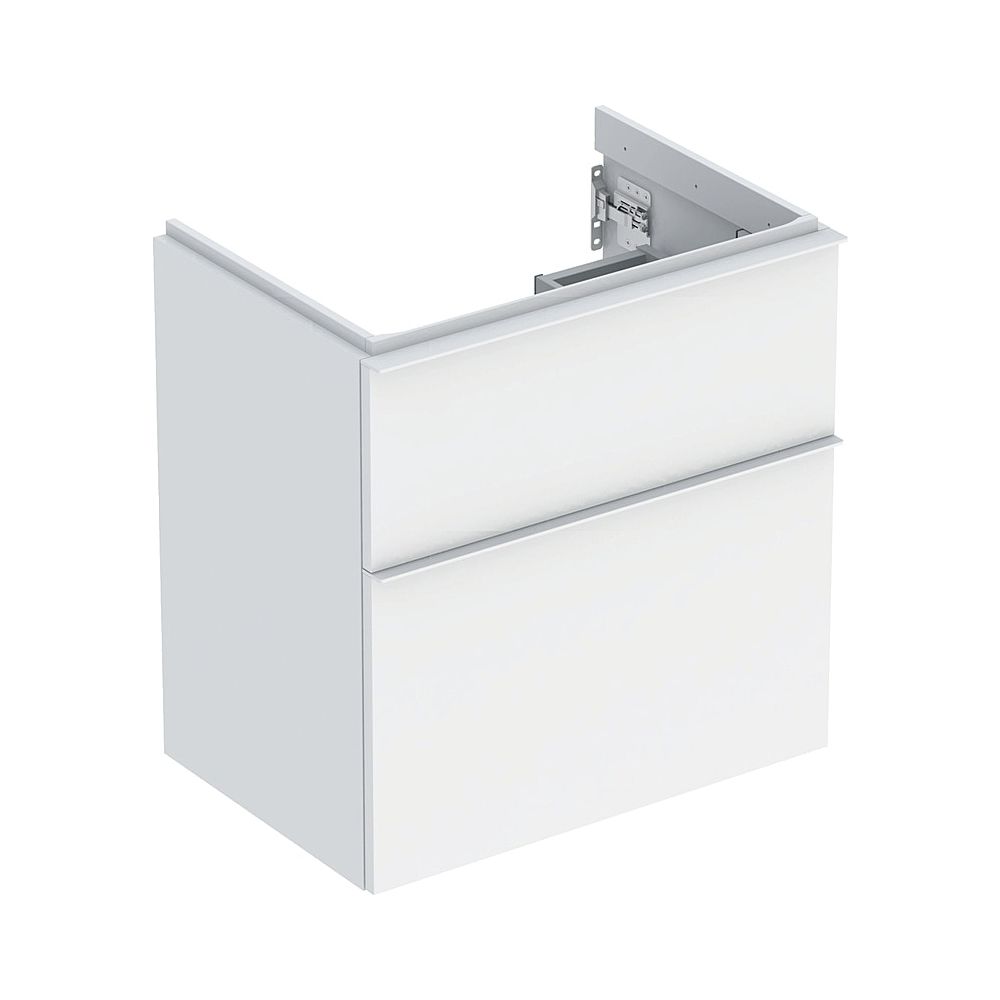 Geberit iCon Meuble sous vasque pour lavabo 2 tiroirs, profondeur réduite, vasque 60 cm, blanc mat/poudre mat