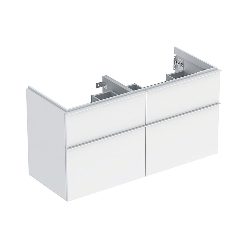 Geberit iCon meuble sous vasque double vasque 4 tiroirs 120x61,5 cm blanc laqué mat/poudre mat