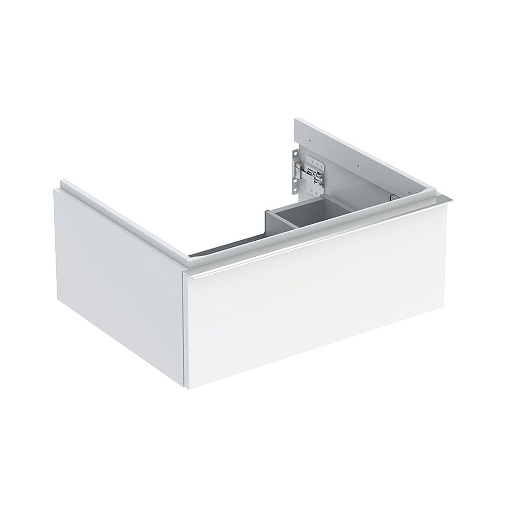 Geberit iCon Meuble sous vasque pour lavabo, 1 tiroir lavabo 60 cm, blanc laqué brillant/poignée chromée HG