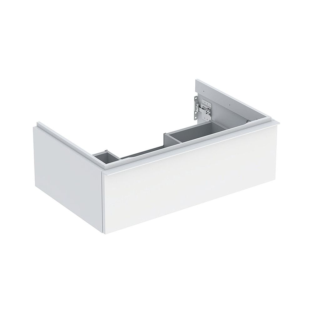 Meuble sous vasque Geberit iCon pour lavabo, 1 tiroir, lavabo 75 cm, blanc laqué mat/blanc, revêtement poudre mat