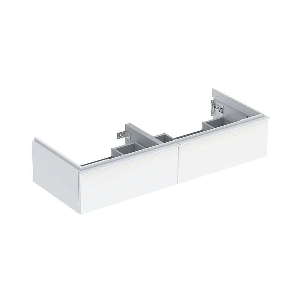 Geberit iCon Meuble sous vasque pour double lavabo, 2 tiroirs 120x24,7 cm, blanc laqué brillant/poudre mat