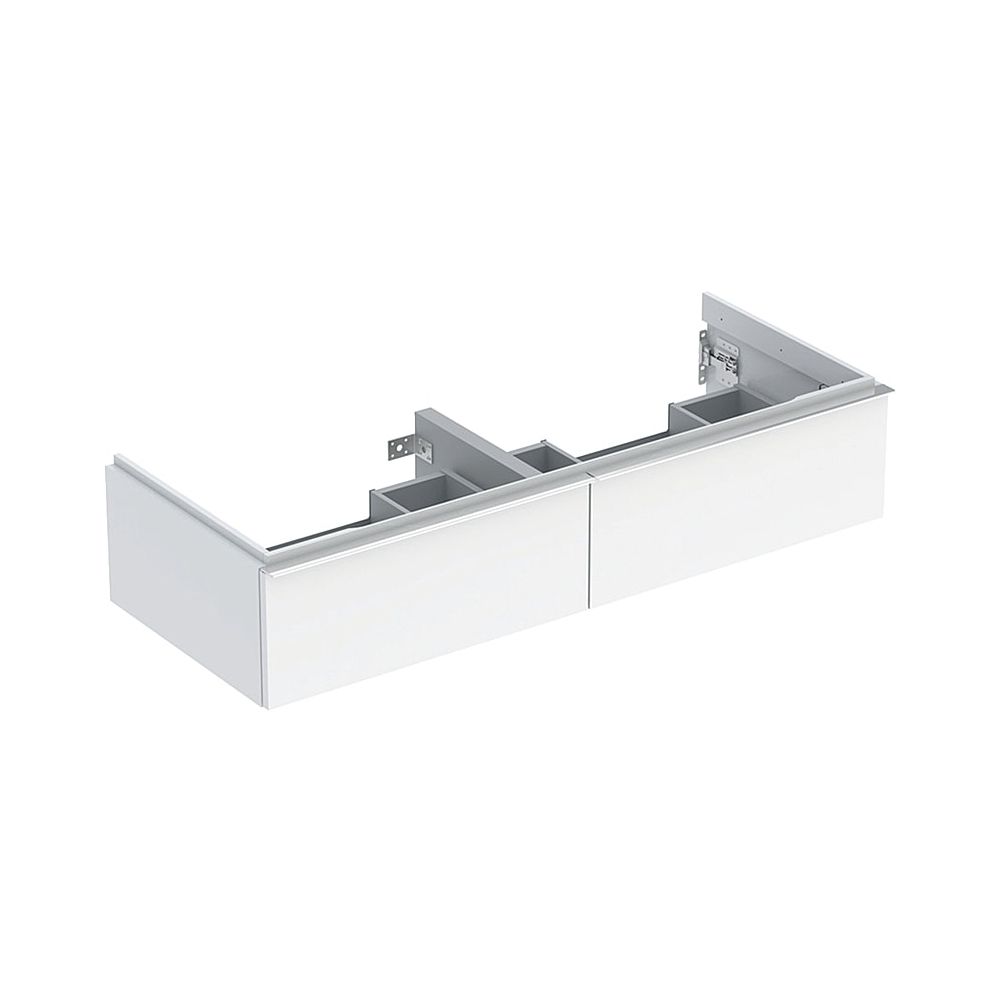 Geberit iCon meuble sous vasque pour double lavabo, 2 tiroirs 120 x 24,7 cm, blanc laqué brillant/chrome HG